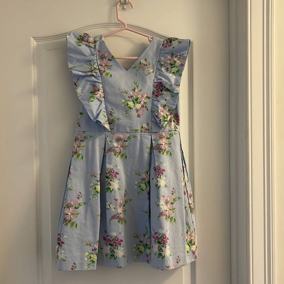 Janie and Jack Girls Light Blue and Purple Floral Lined Dress Size 8 - Picture 2 of 4